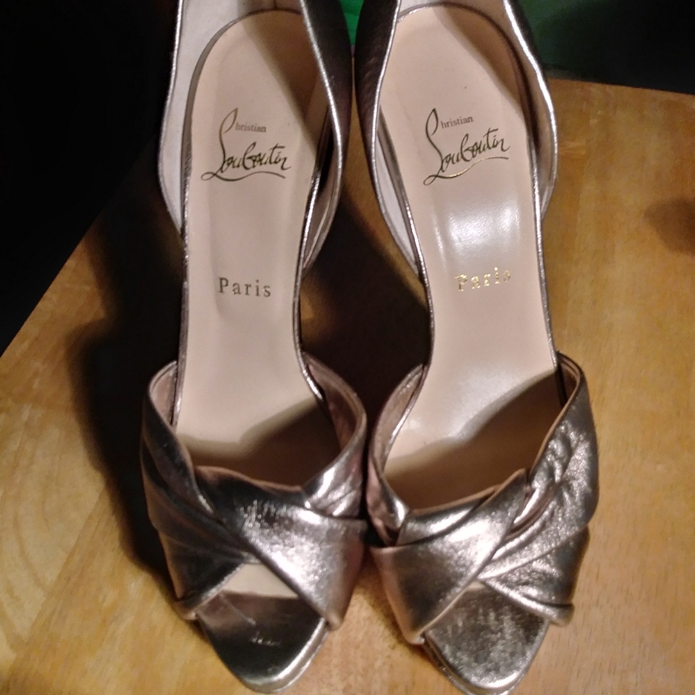 Authentic Christian Louboutin gold heels